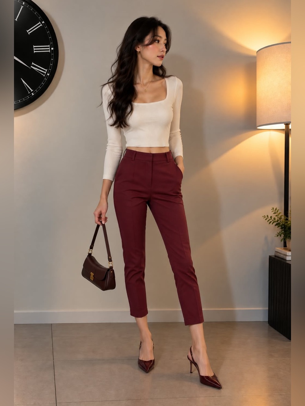 Isabel Marant Slim Burgundy Ankle Pants